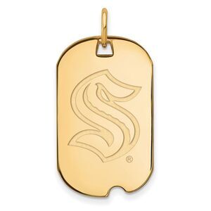 10K Yellow Gold NHL Seattle Kraken Small Dog Tag Pendant